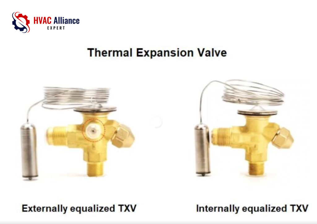 HVAC technician inspecting evaporator coil and expansion valve inside air handler to diagnose hissing sound from AC unit