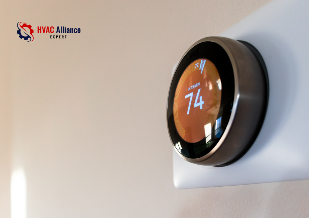 Nest Learning Thermostat 6th Generation mounted on a wall displaying energy-saving temperature settings.